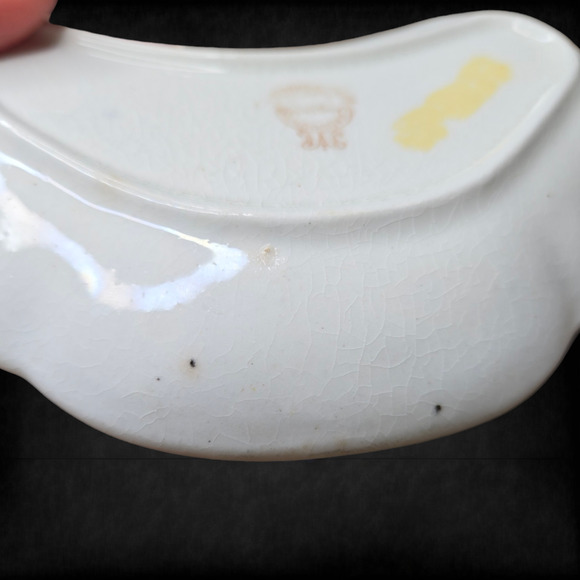 Antique Blue Floral Bone Porcelain Royal Hand Painted Trinket Dish - Picture 5 of 15